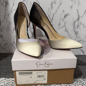 Jessica Simpson Two-Tone Black and Cream Heels